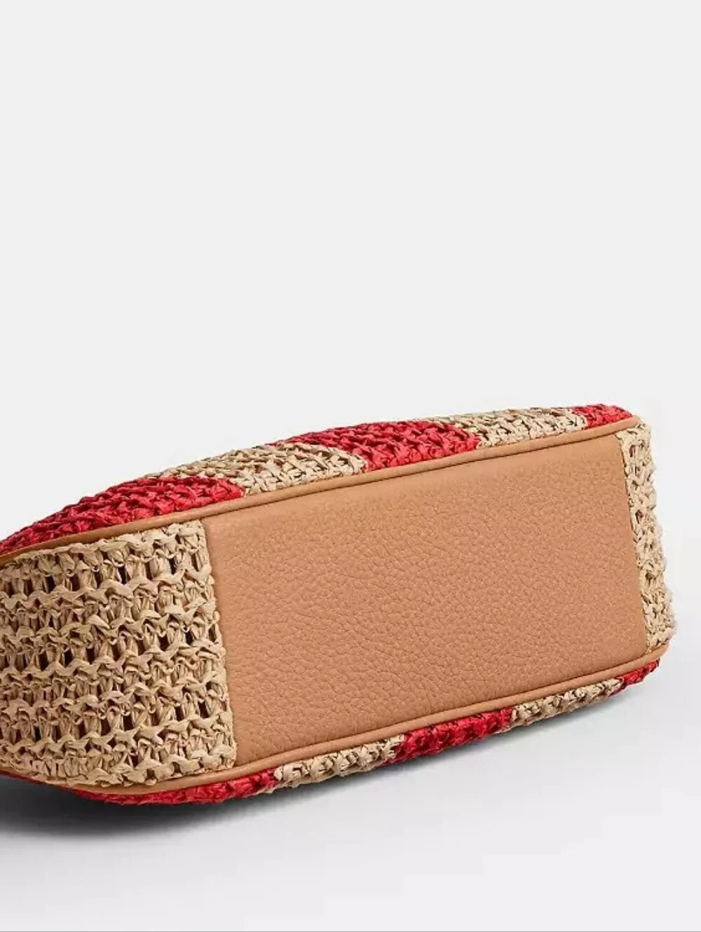 Coach Red & Natural Straw Crochet Shoulder Bag with Cherry Charm
